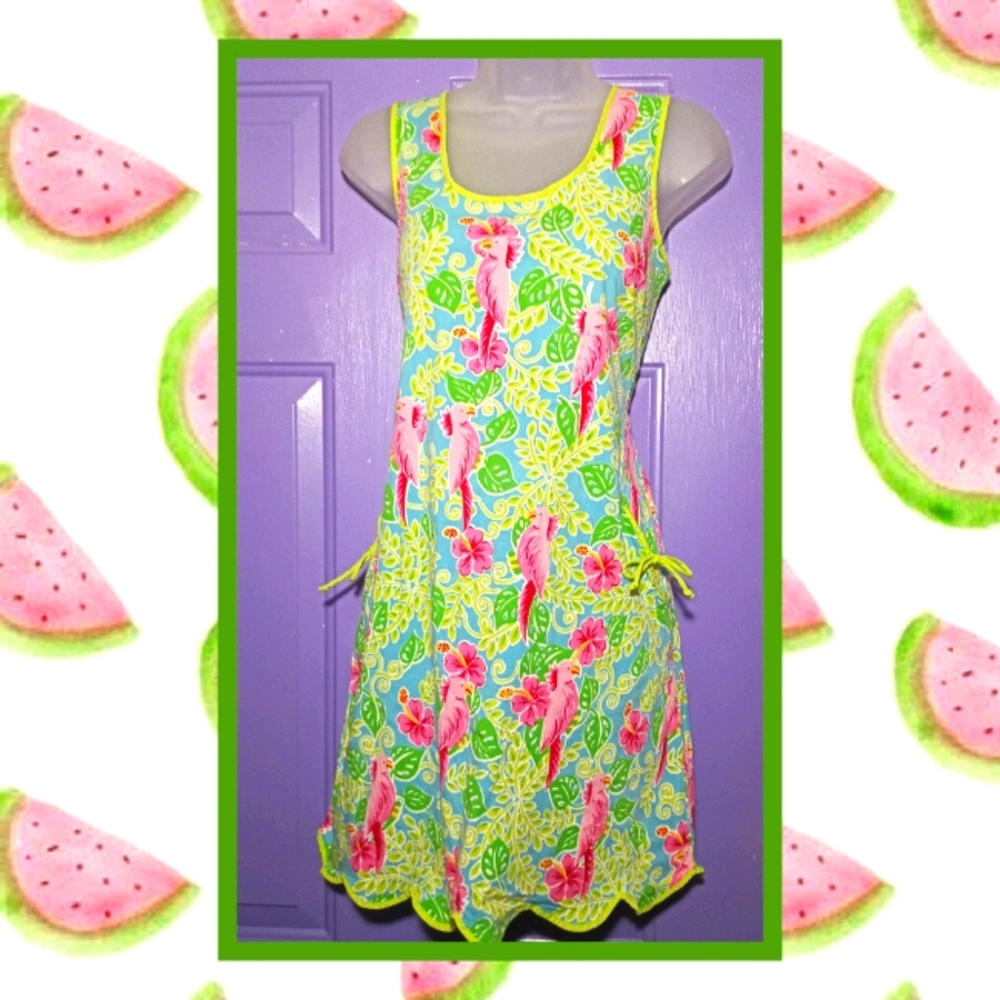 NWOT TWO OF US FLORAL SCALLOP HEM DRESS-LARGE